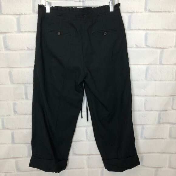3.1 Phillip Lim Black Wool Linen Pants Size 4 Wide Leg Crop - Picture 5 of 9